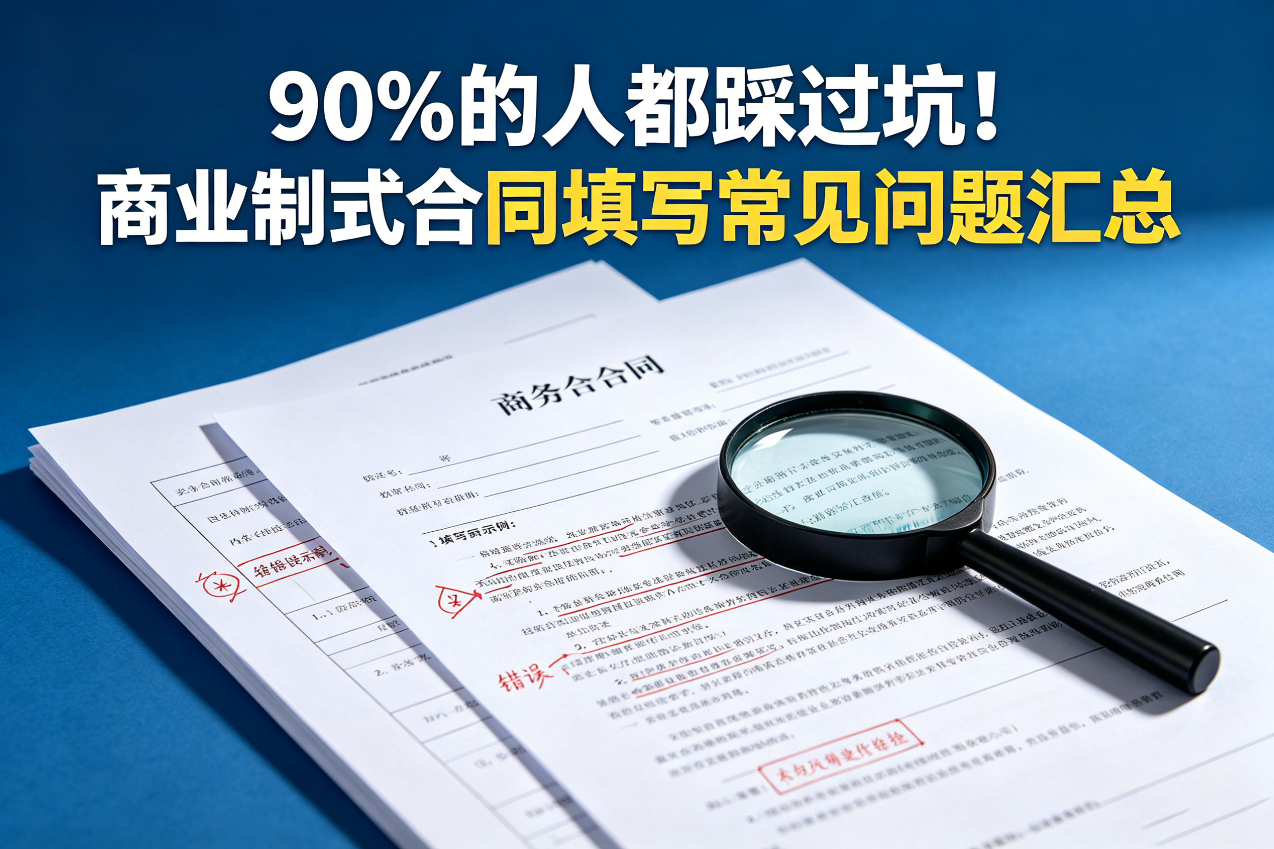 90%的人都踩过坑！商业制式合同填写常见问题汇总，别再白吃亏